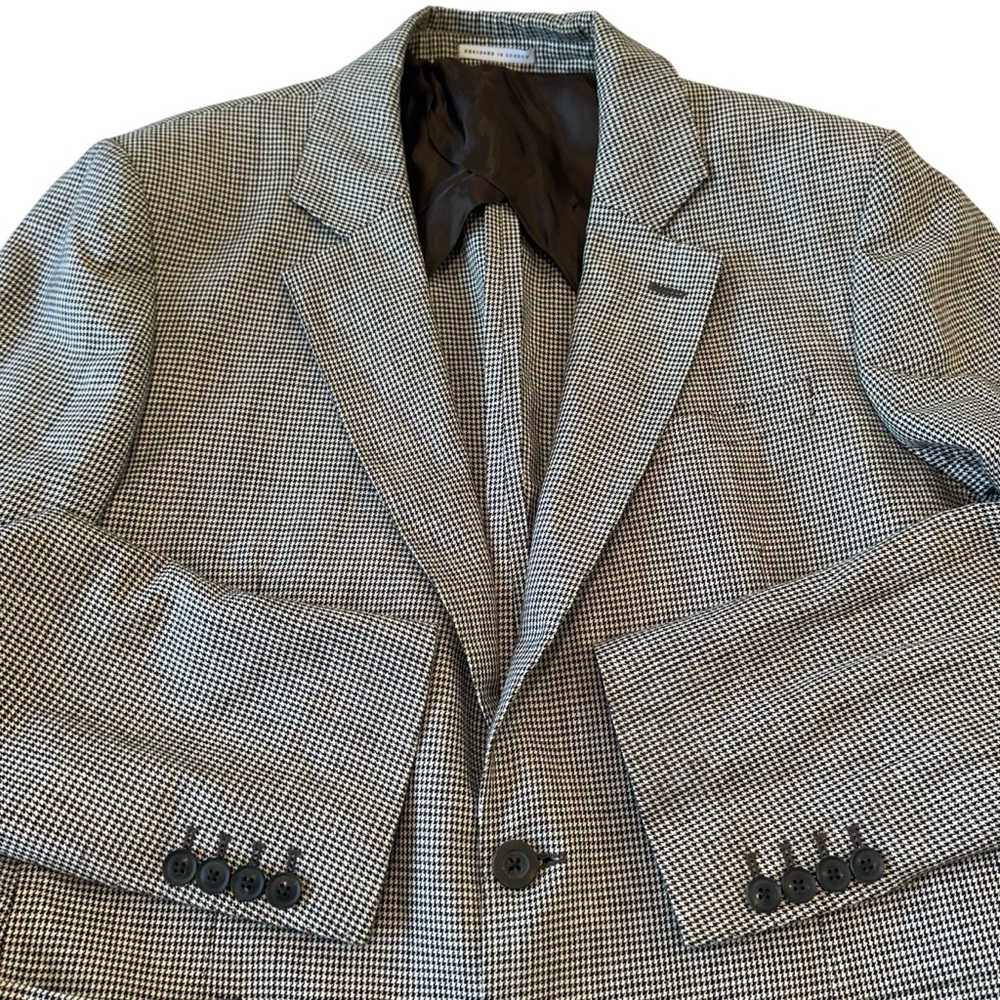 Reiss Cotton & Hemp Brown Houndstooth Print Preppy Sports Coat‎ Blazer, 42